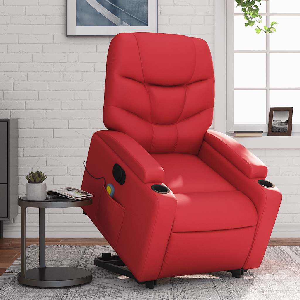 Fauteuil inclinable de massage électrique rouge similicuir Fauteuils vidaXL