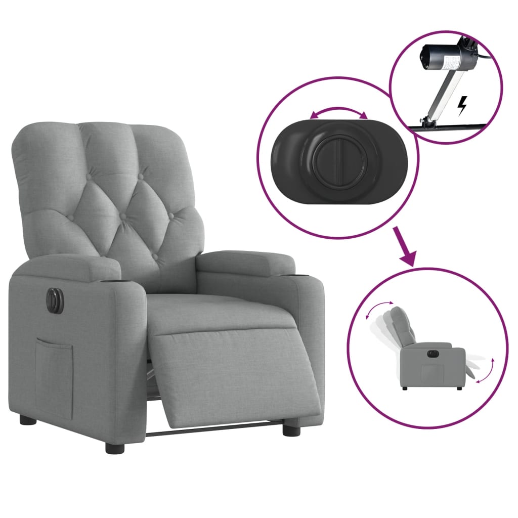 Fauteuil inclinable électrique Gris clair Tissu - XIOS