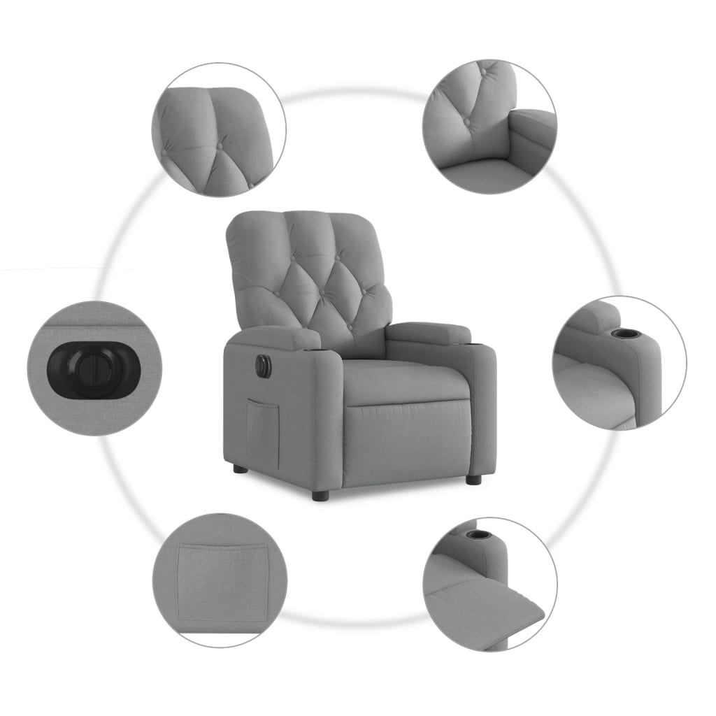 Fauteuil inclinable électrique Gris clair Tissu - XIOS