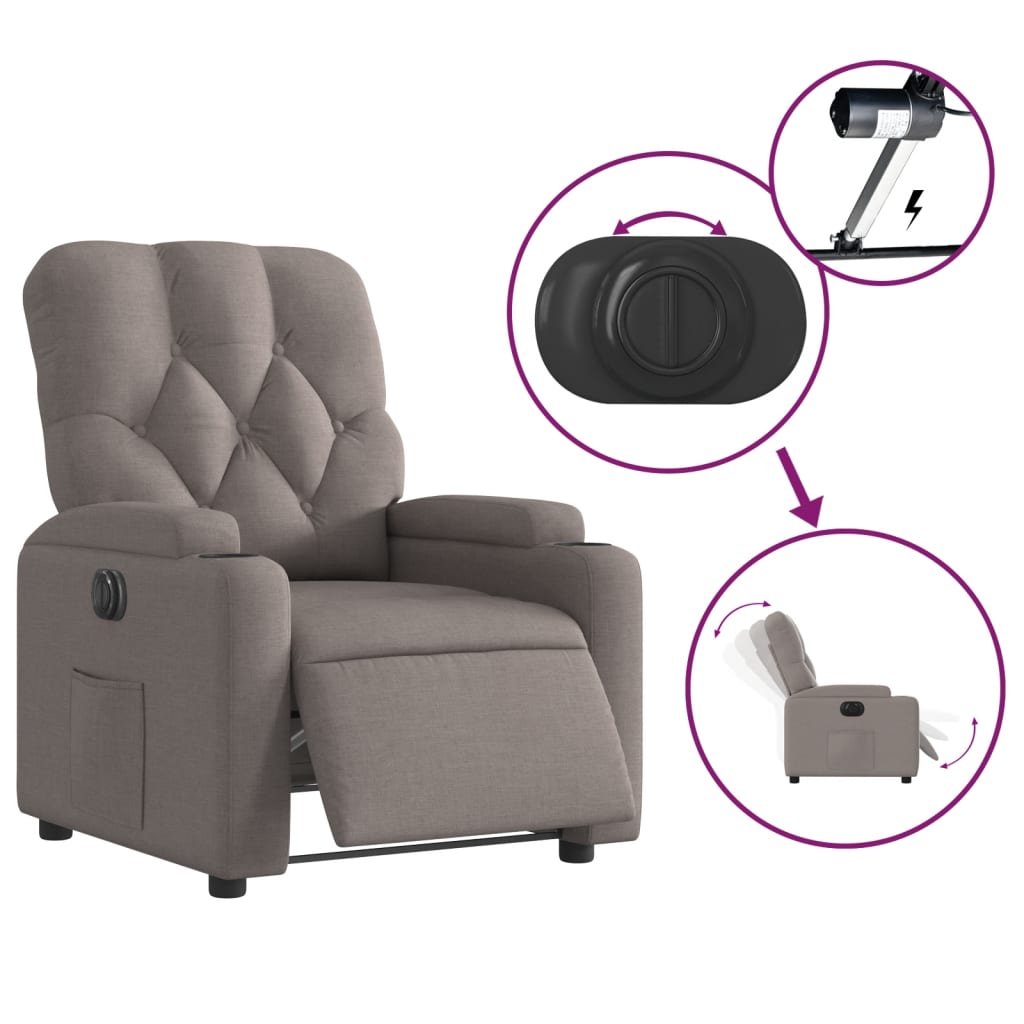 Fauteuil inclinable électrique Taupe Tissu - XIOS