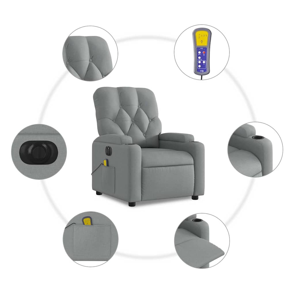 Fauteuil de massage inclinable électrique gris clair tissu - XIOS