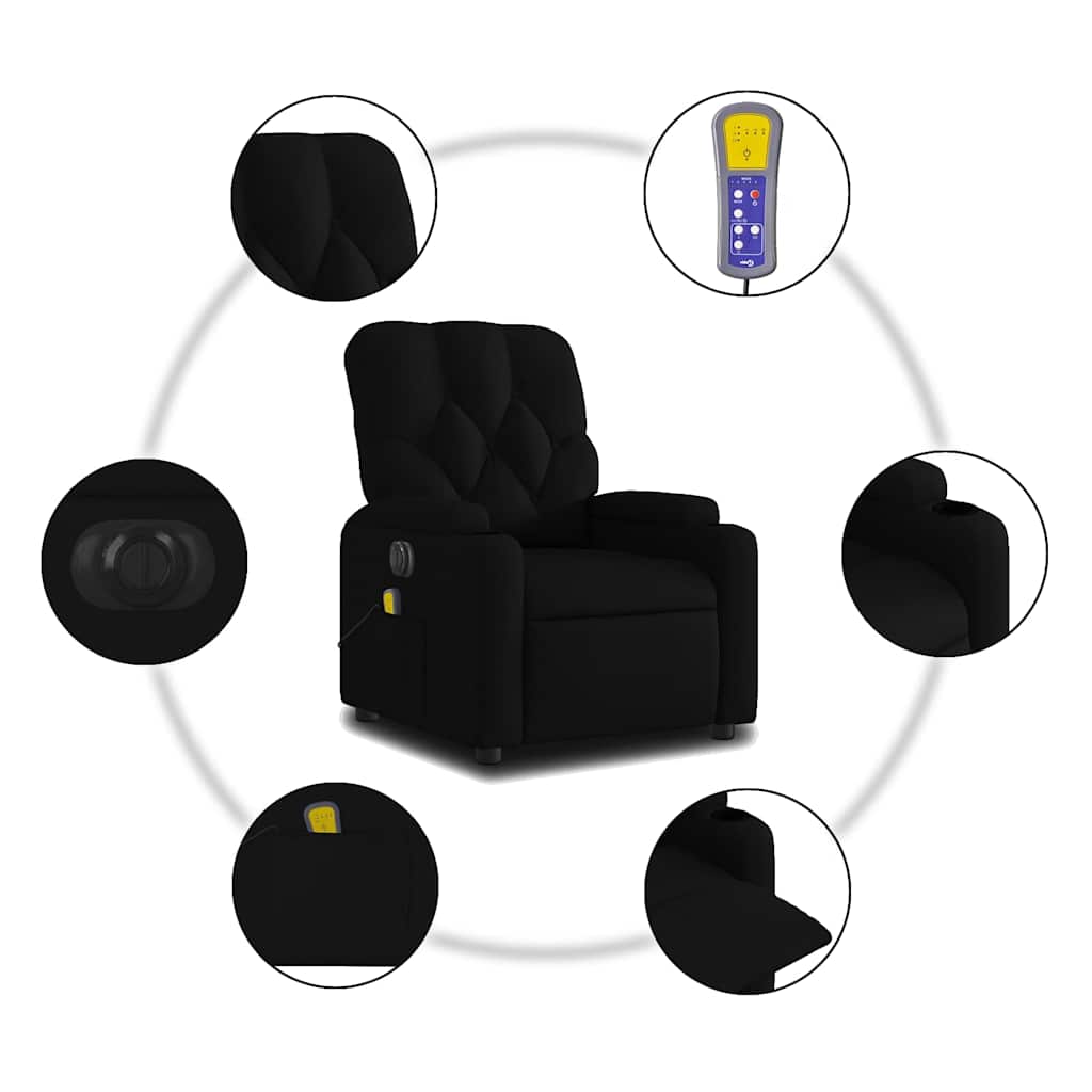 Fauteuil de massage inclinable électrique Noir Tissu - XIOS