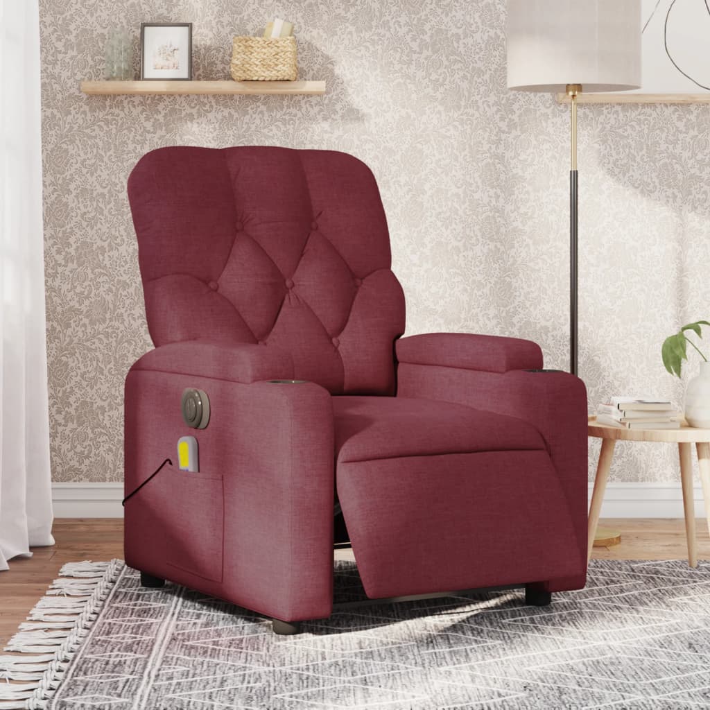 Fauteuil de massage inclinable électrique Rouge bordeaux Tissu - XIOS