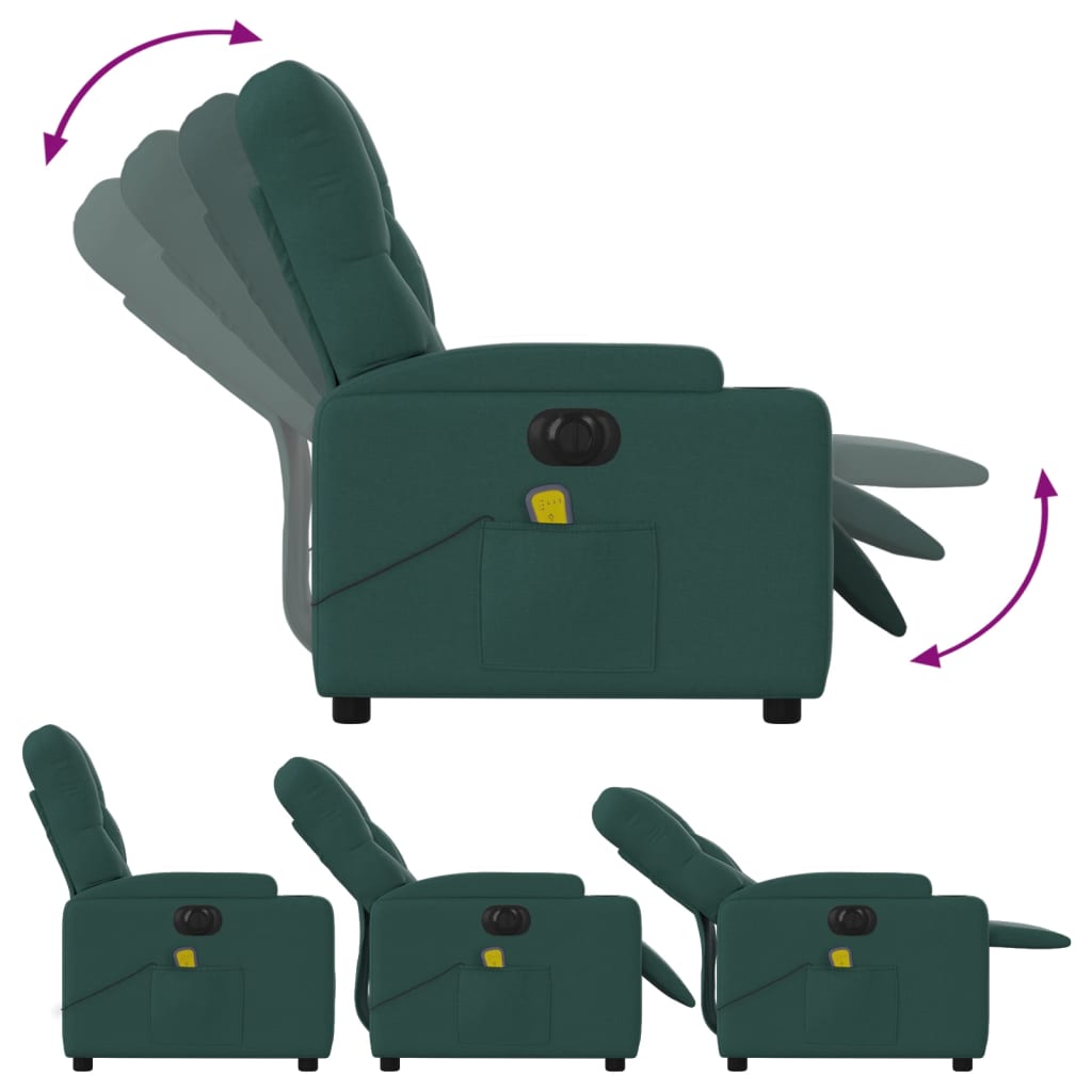 Fauteuil de massage inclinable électrique Vert foncé Tissu - XIOS
