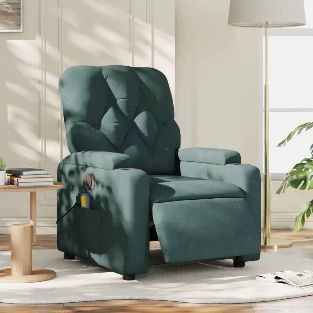 Fauteuil de massage inclinable électrique Vert foncé Tissu - XIOS