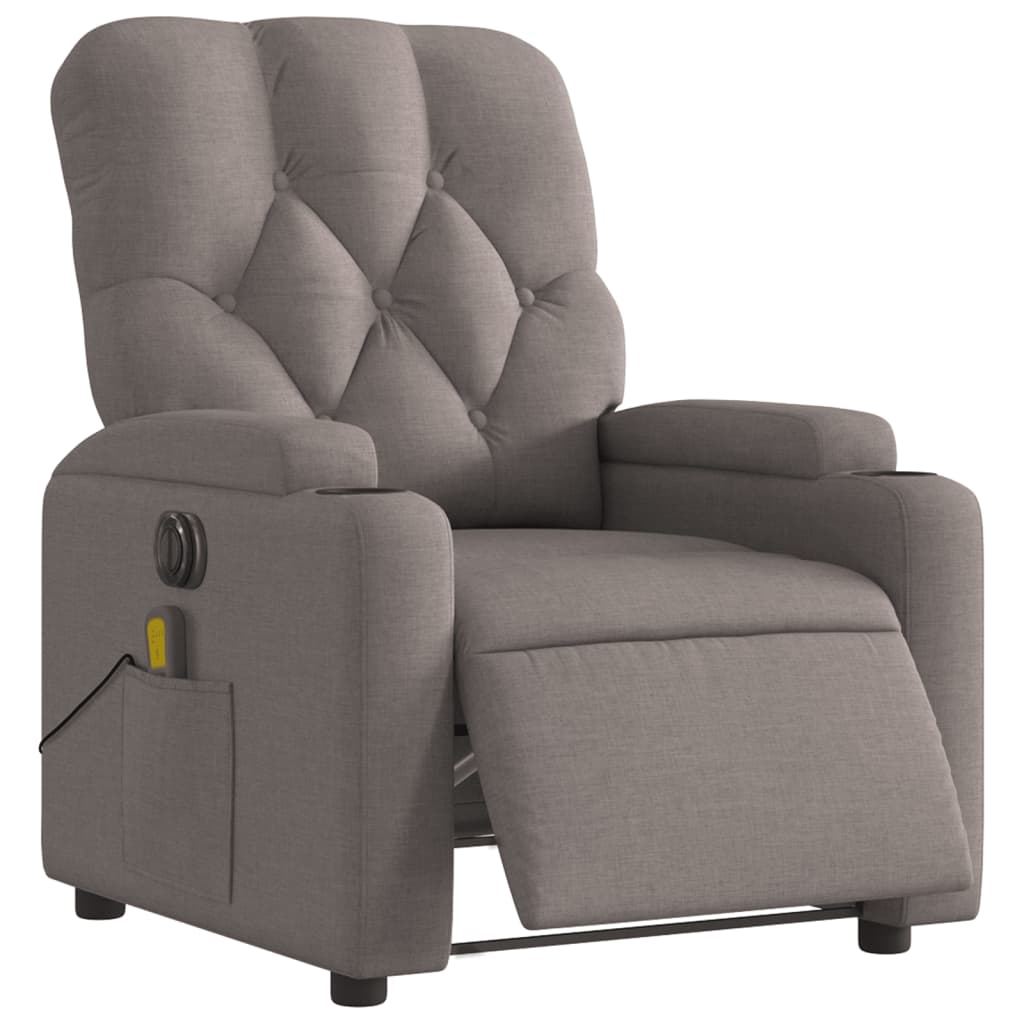 Fauteuil de massage inclinable électrique Taupe Tissu Fauteuils vidaXL   