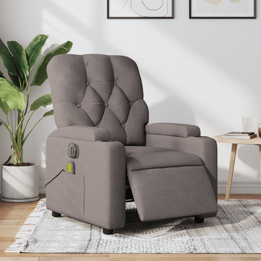 Fauteuil de massage inclinable électrique Taupe Tissu Fauteuils vidaXL   