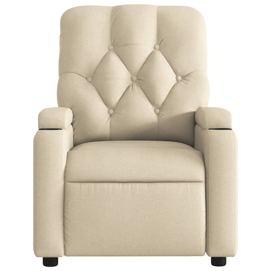 Fauteuil inclinable de massage électrique crème tissu