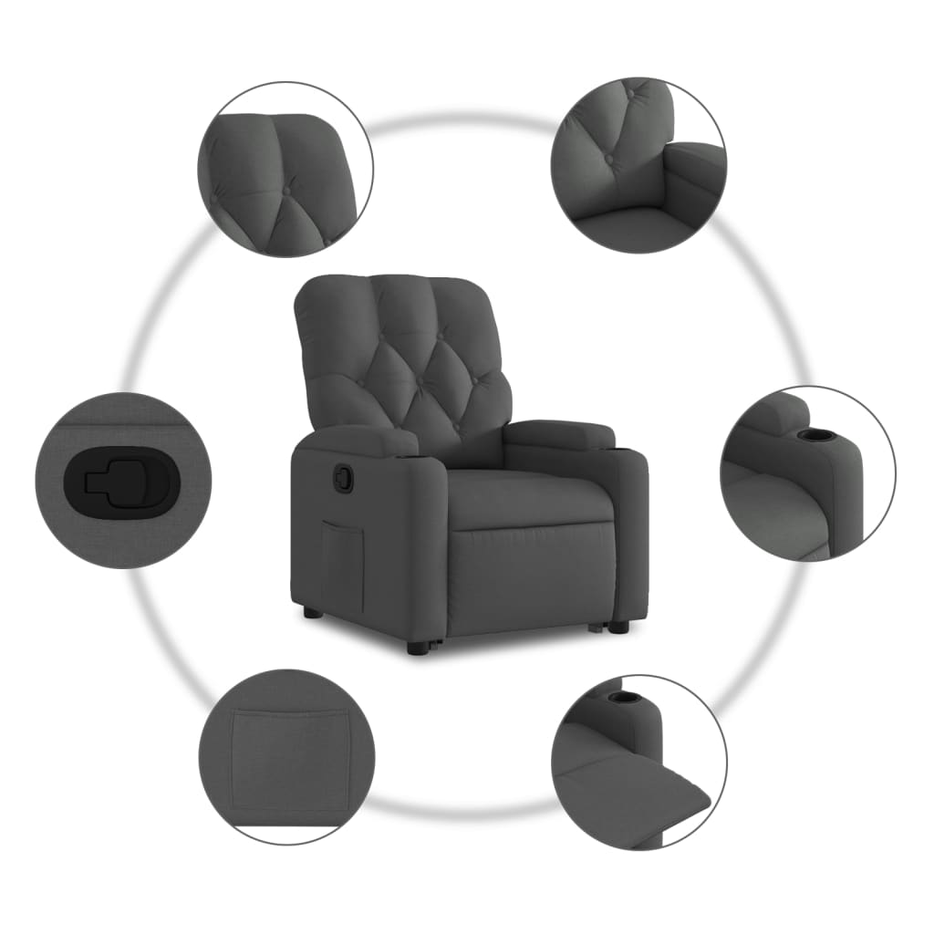 Fauteuil inclinable Gris foncé Tissu - XIOS