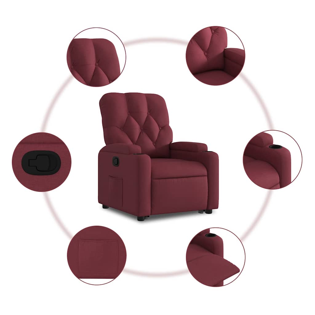 Fauteuil inclinable rouge bordeaux tissu - XIOS
