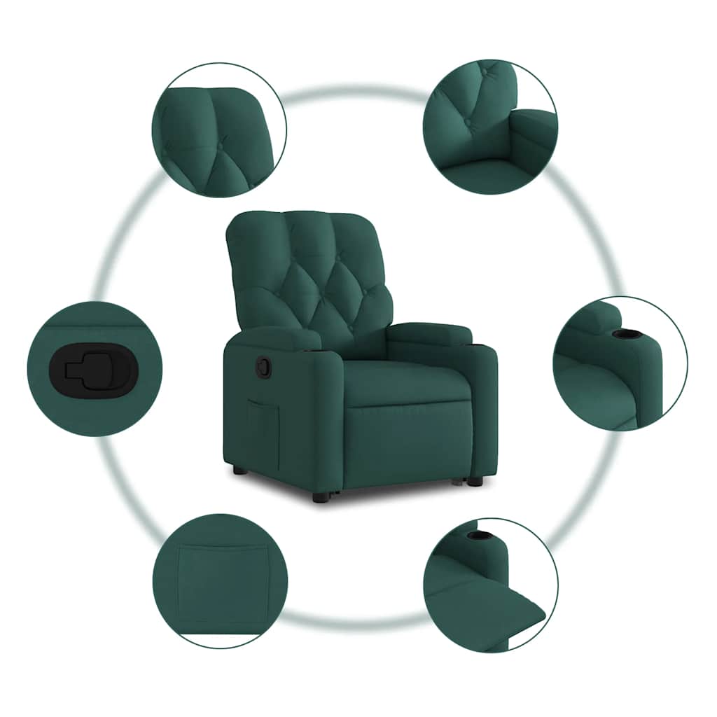 Fauteuil inclinable vert foncé tissu - XIOS