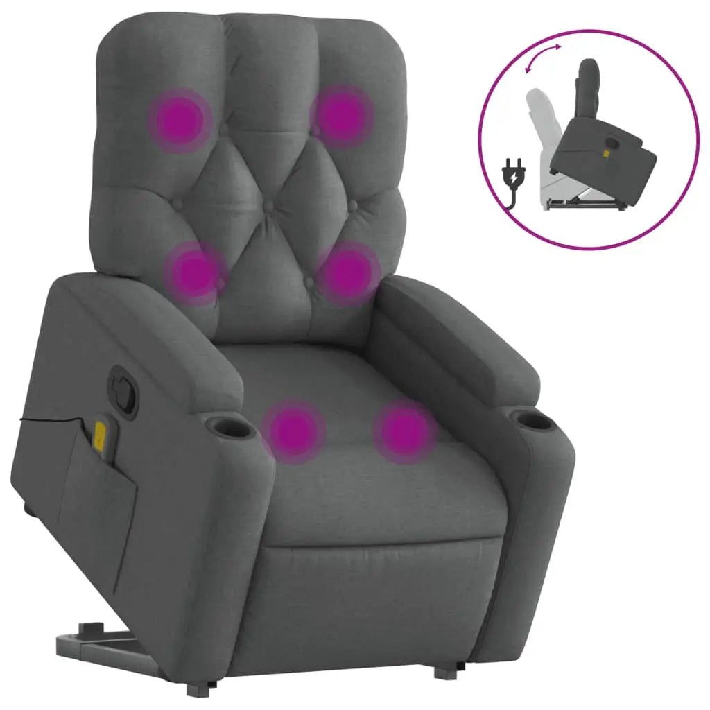 Fauteuil de massage inclinable Gris foncé Tissu - XIOS