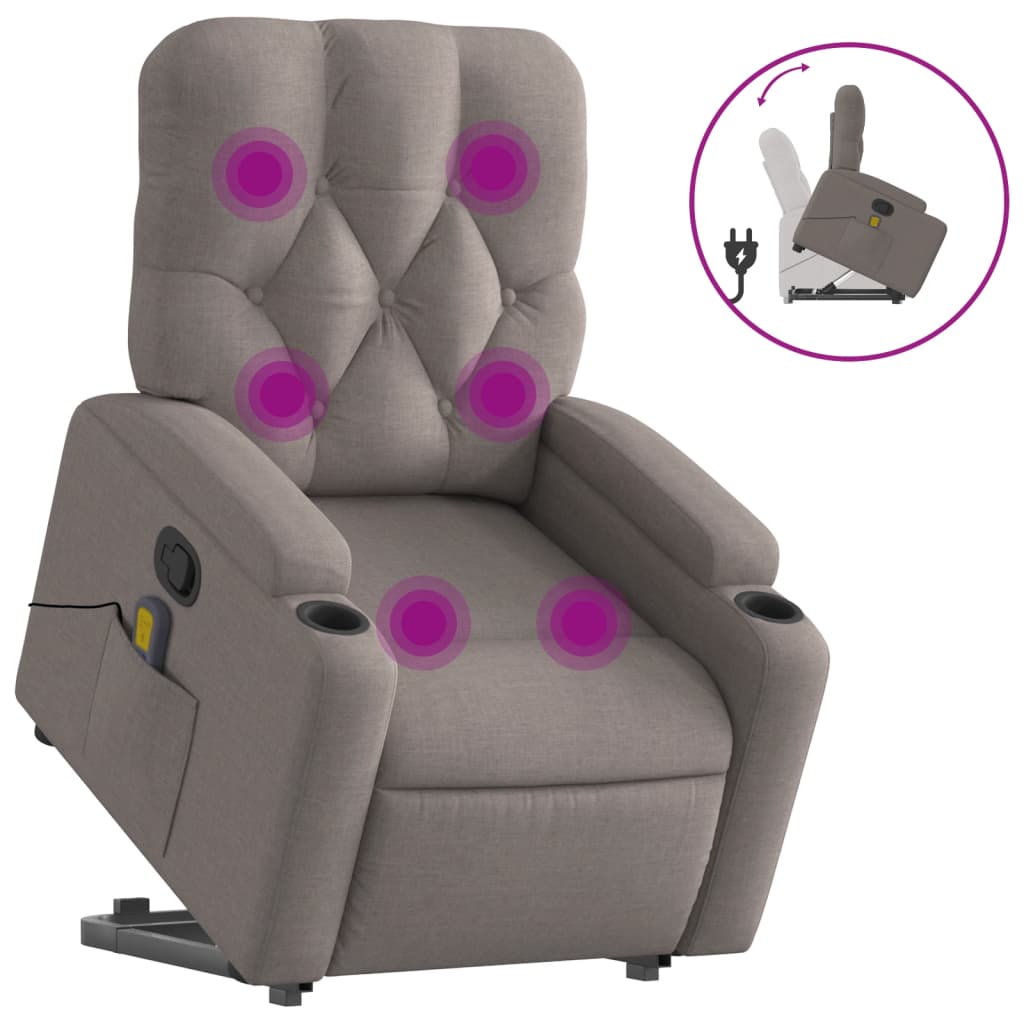 Fauteuil inclinable de massage Taupe Tissu Fauteuils vidaXL   