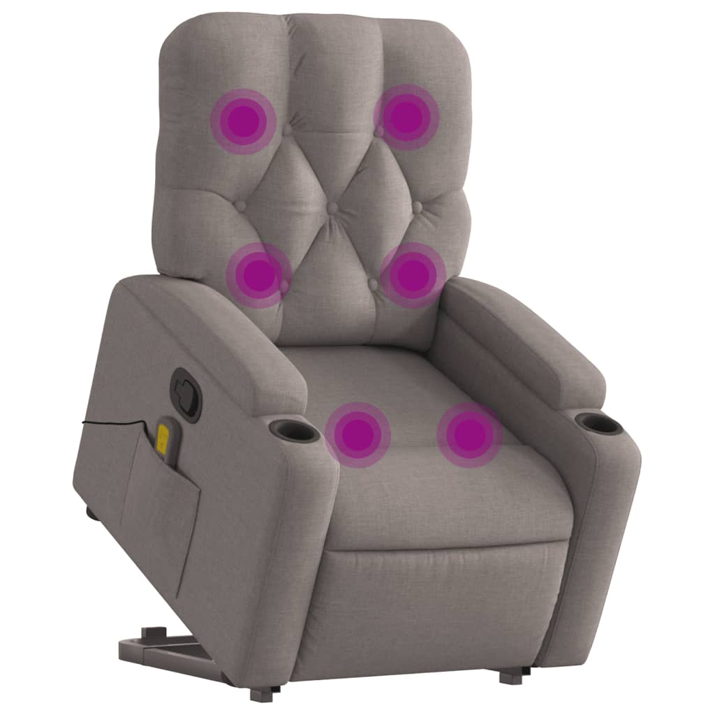 Fauteuil inclinable de massage Taupe Tissu Fauteuils vidaXL   