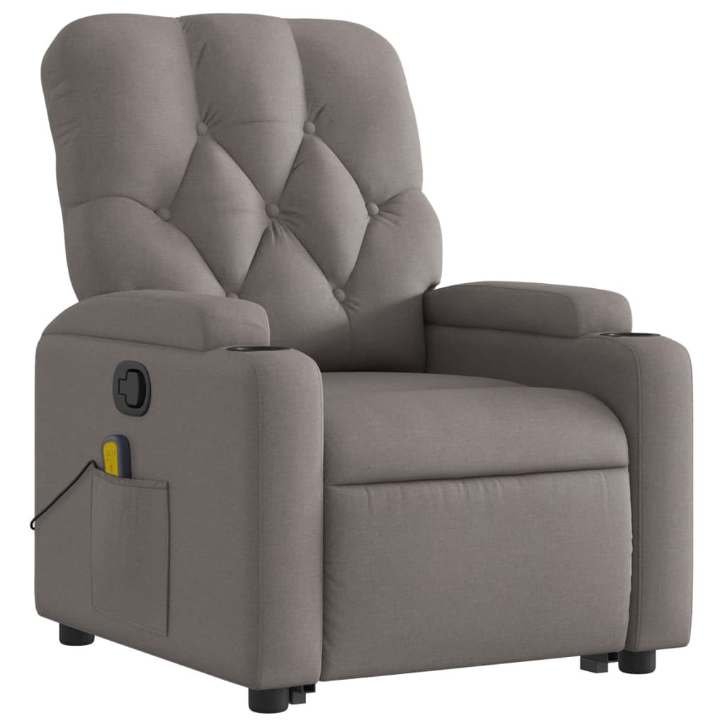 Fauteuil inclinable de massage Taupe Tissu Fauteuils vidaXL   
