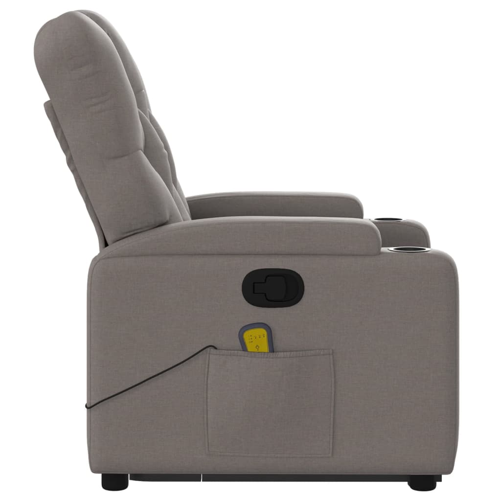 Fauteuil inclinable de massage Taupe Tissu Fauteuils vidaXL   