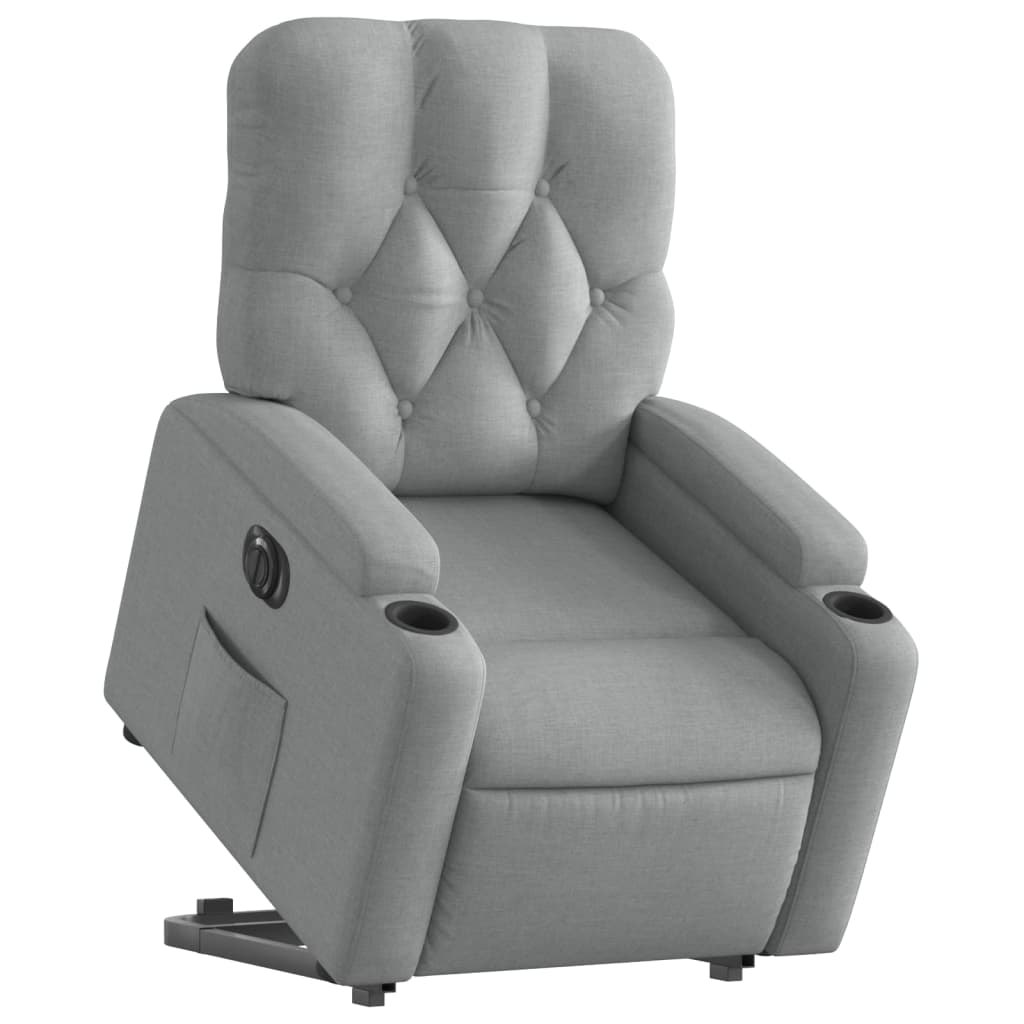 Fauteuil inclinable électrique gris clair tissu - XIOS