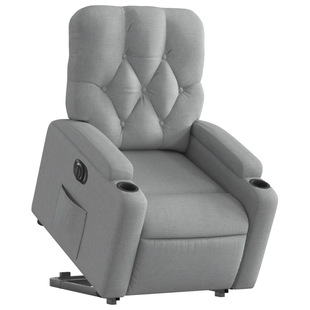 Fauteuil inclinable électrique gris clair tissu - XIOS