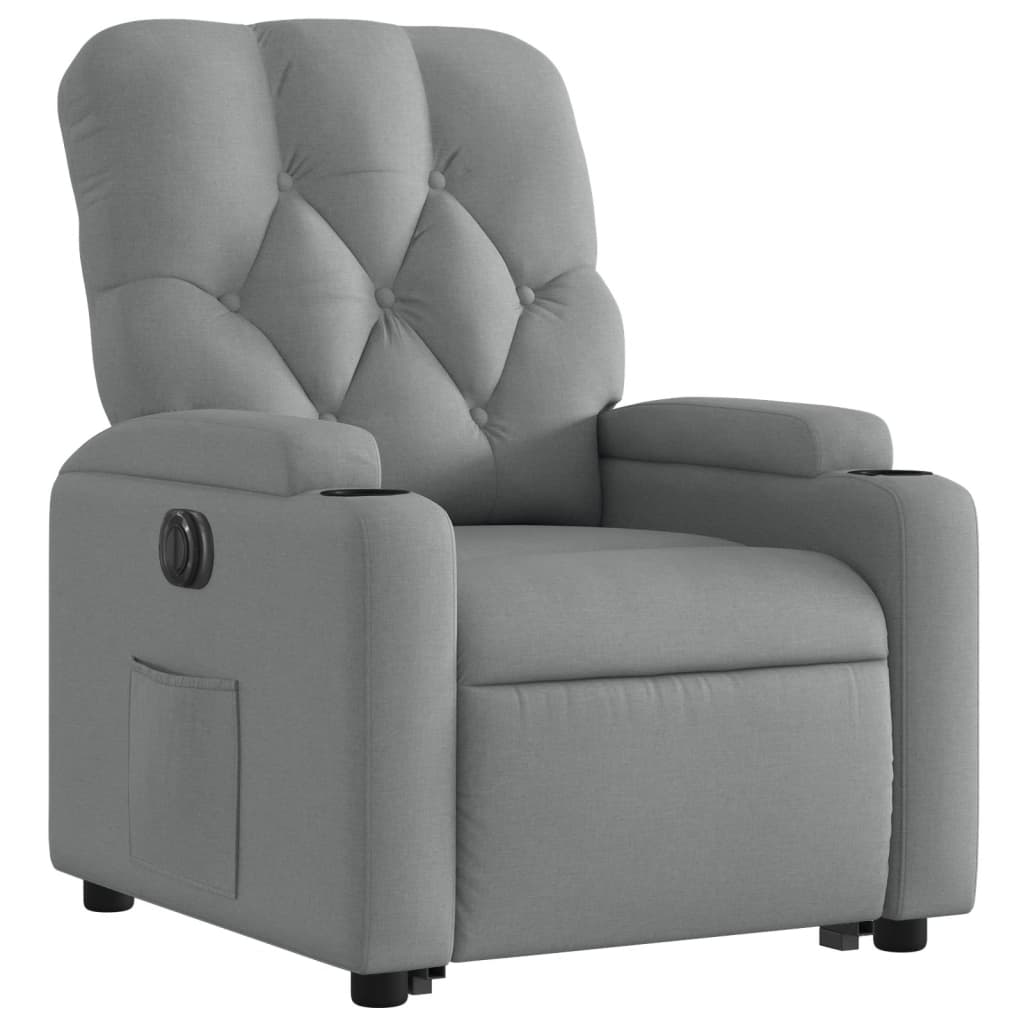 Fauteuil inclinable électrique gris clair tissu - XIOS