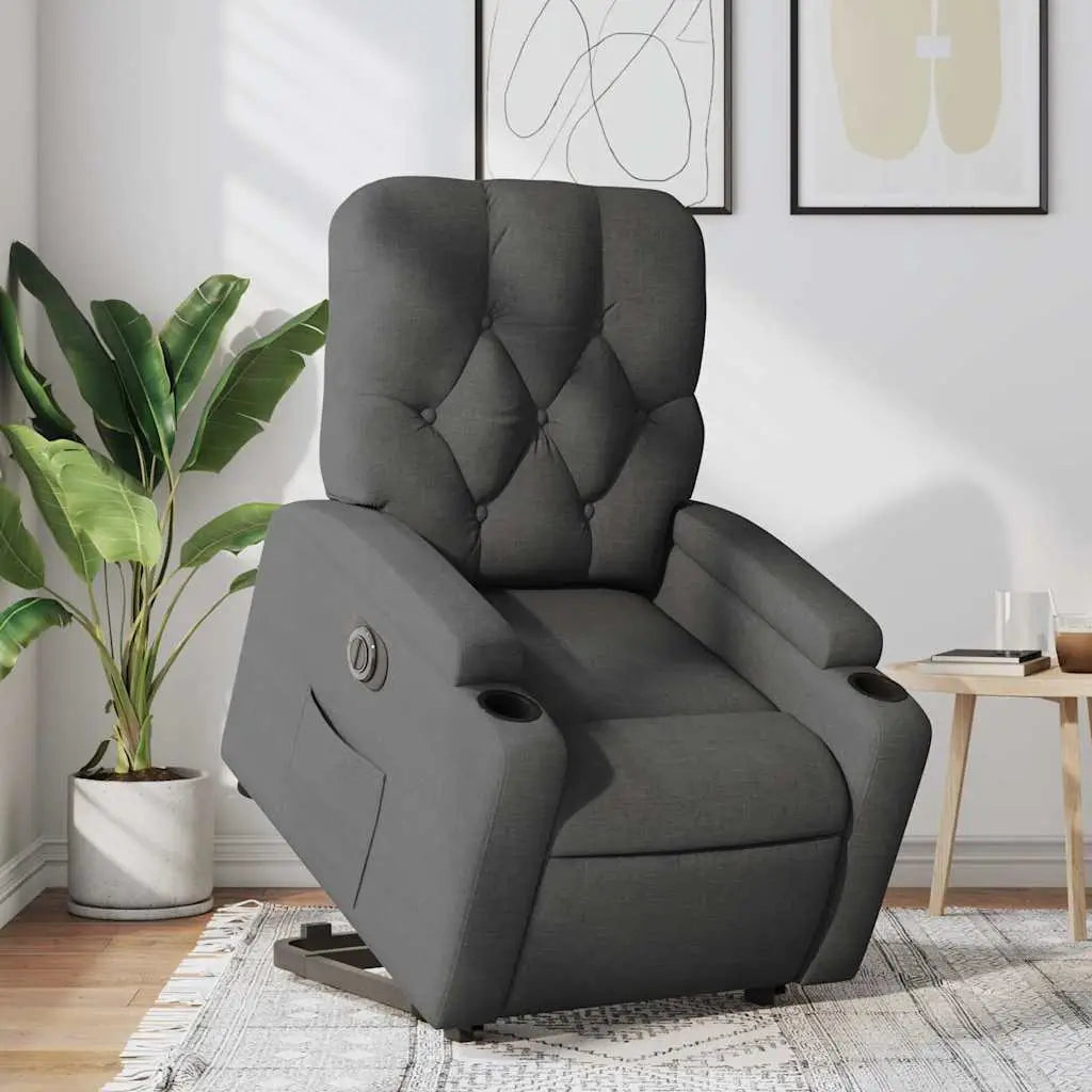 Fauteuil inclinable électrique gris foncé tissu - XIOS