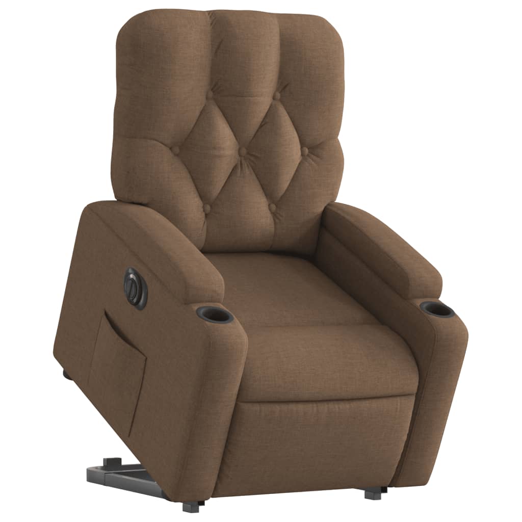Fauteuil inclinable électrique marron tissu