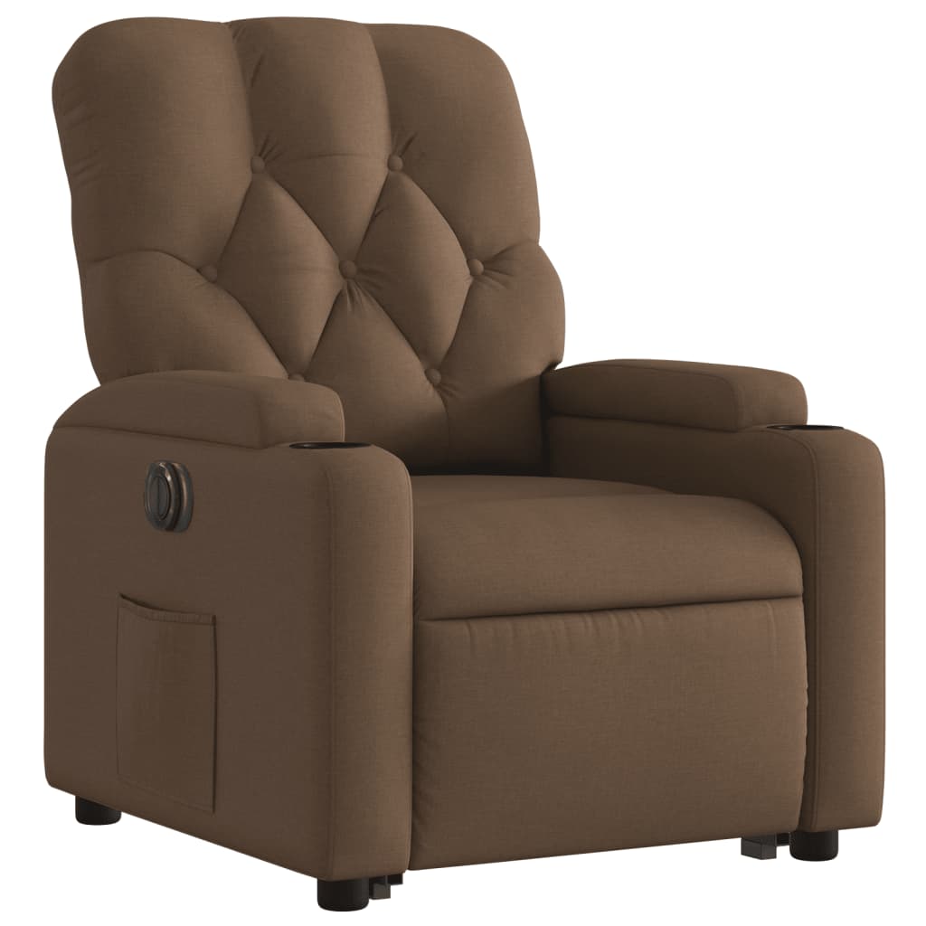 Fauteuil inclinable électrique marron tissu
