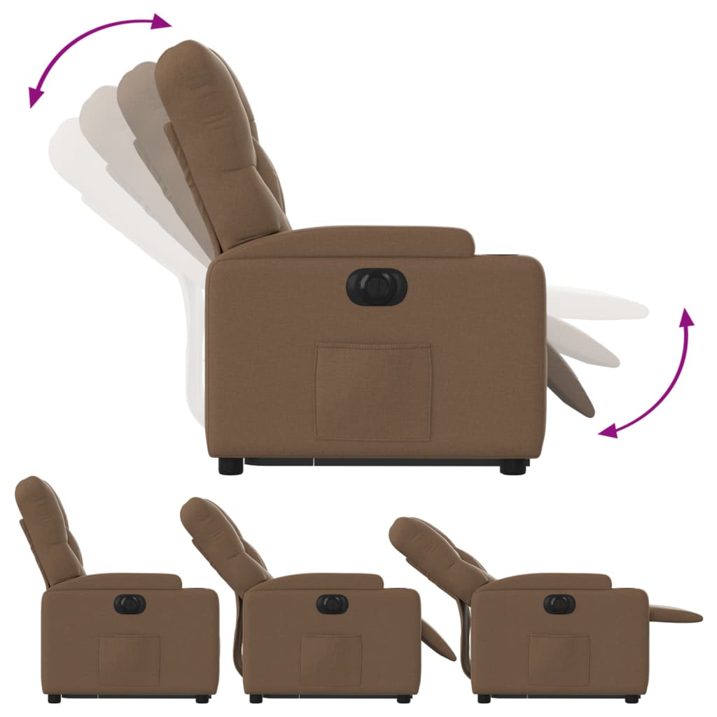 Fauteuil inclinable électrique marron tissu