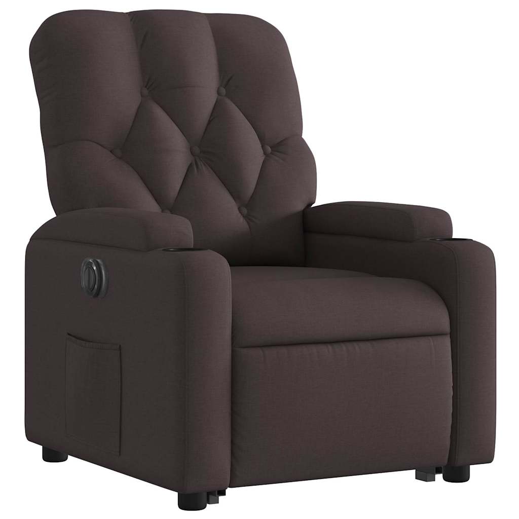 Fauteuil inclinable électrique marron foncé tissu - XIOS