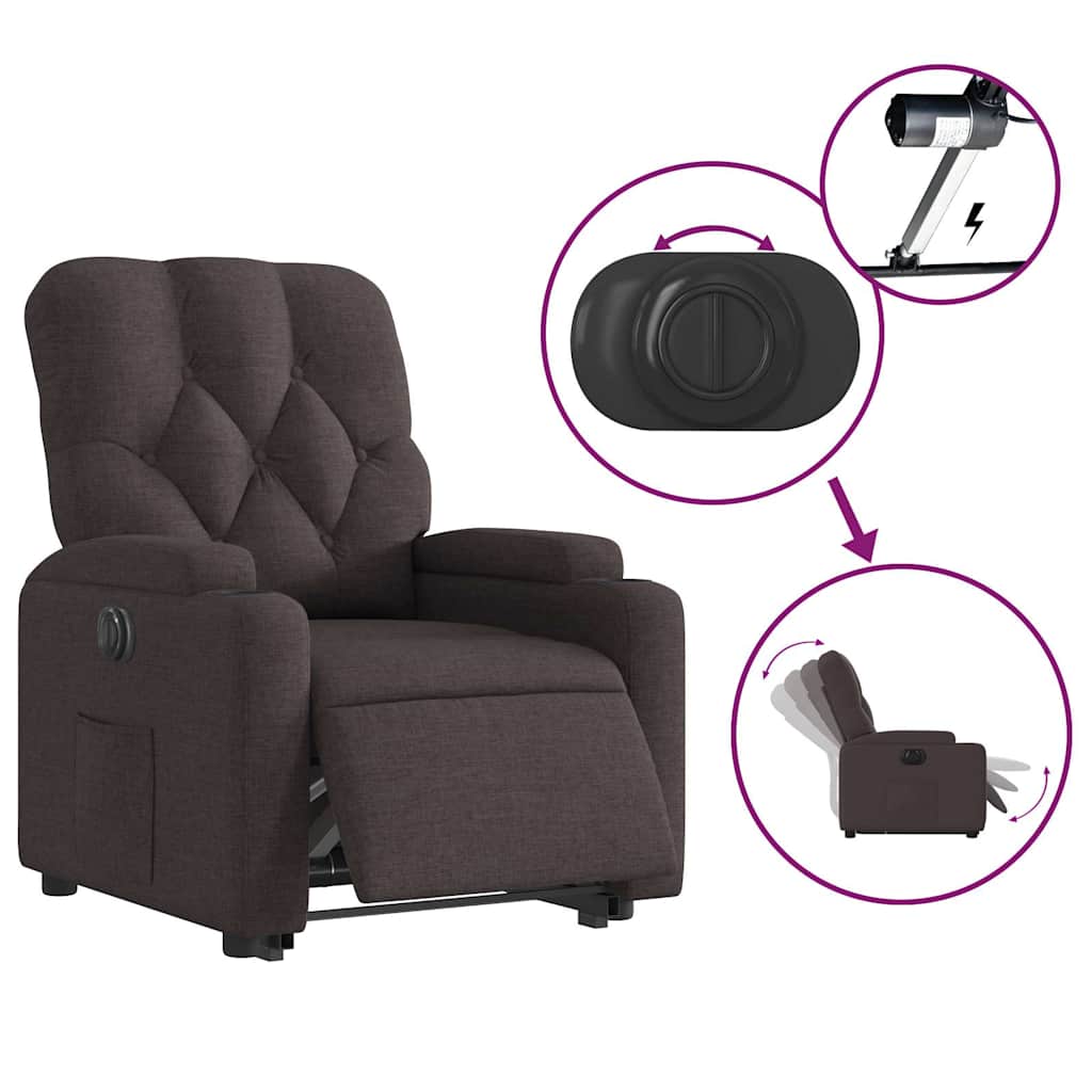 Fauteuil inclinable électrique marron foncé tissu - XIOS