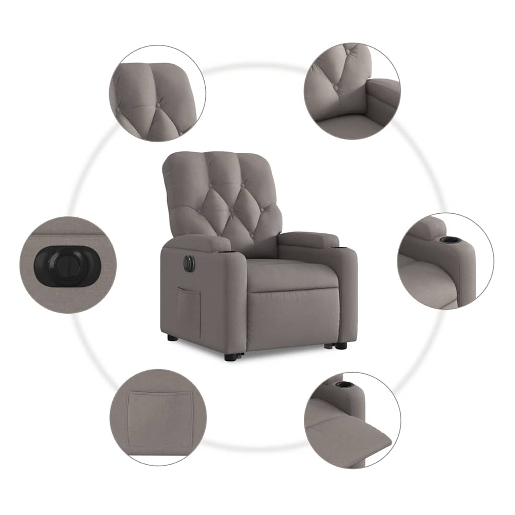 Fauteuil inclinable électrique taupe tissu - XIOS