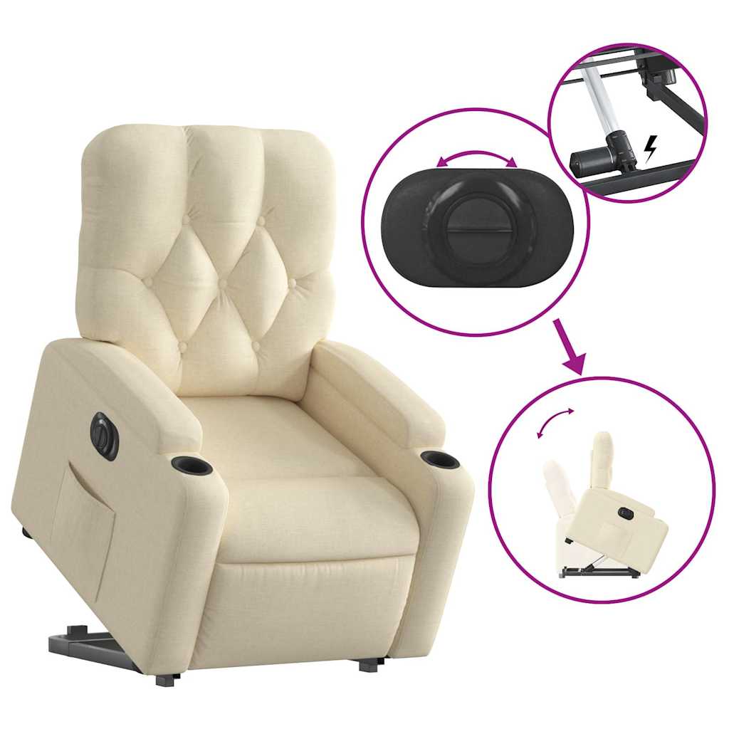 Fauteuil inclinable électrique crème tissu - XIOS
