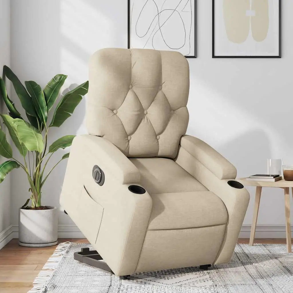 Fauteuil inclinable électrique crème tissu - XIOS