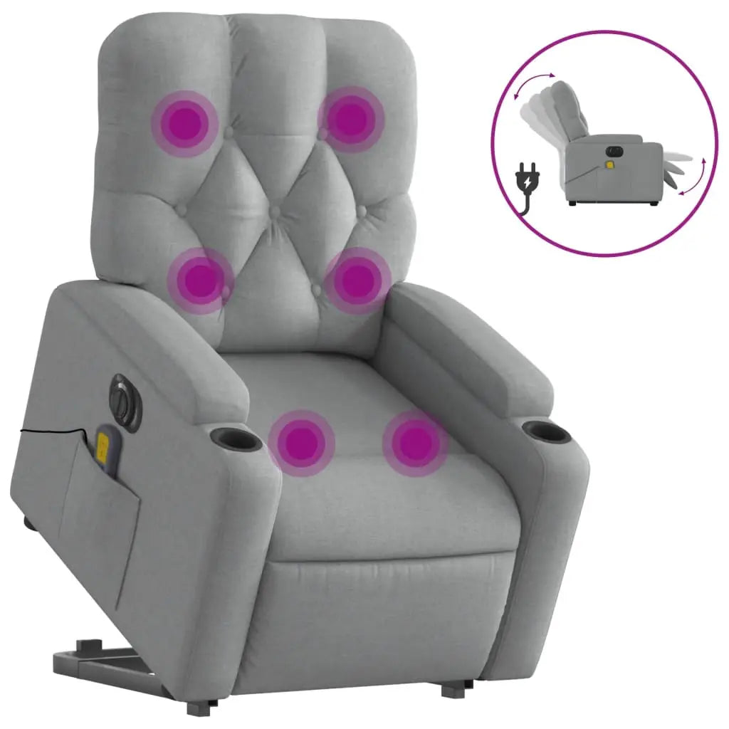 Fauteuil inclinable de massage électrique Gris clair Tissu - XIOS