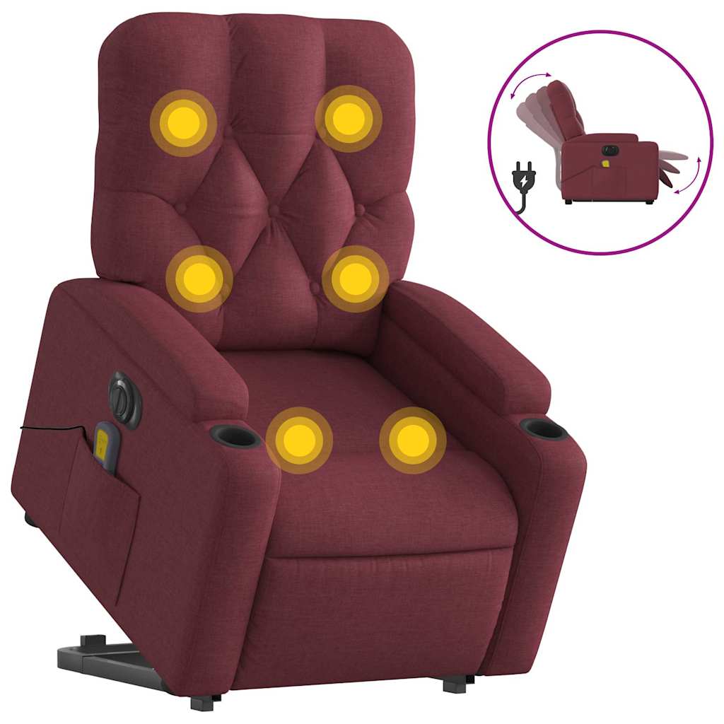 Fauteuil inclinable de massage électrique Rouge bordeaux Tissu - XIOS