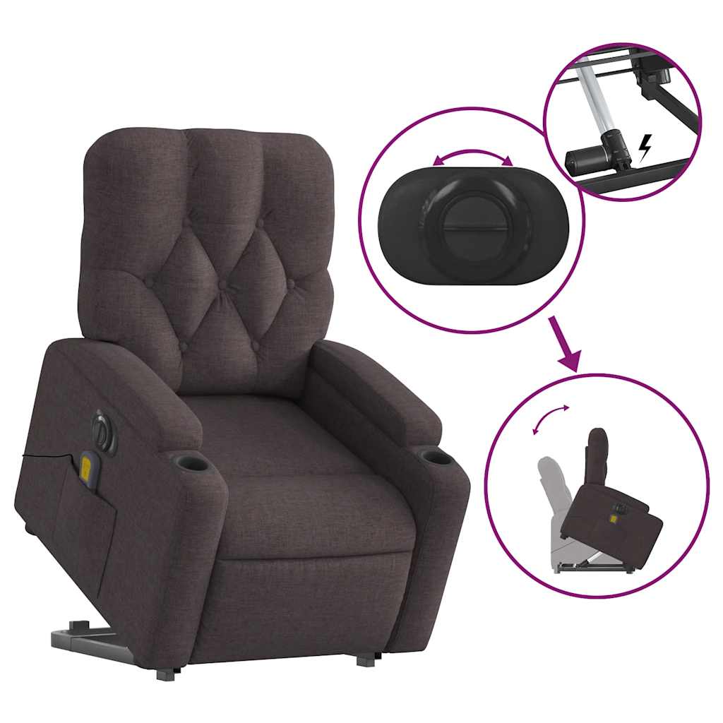 Fauteuil inclinable de massage électrique Marron foncé Tissu - XIOS