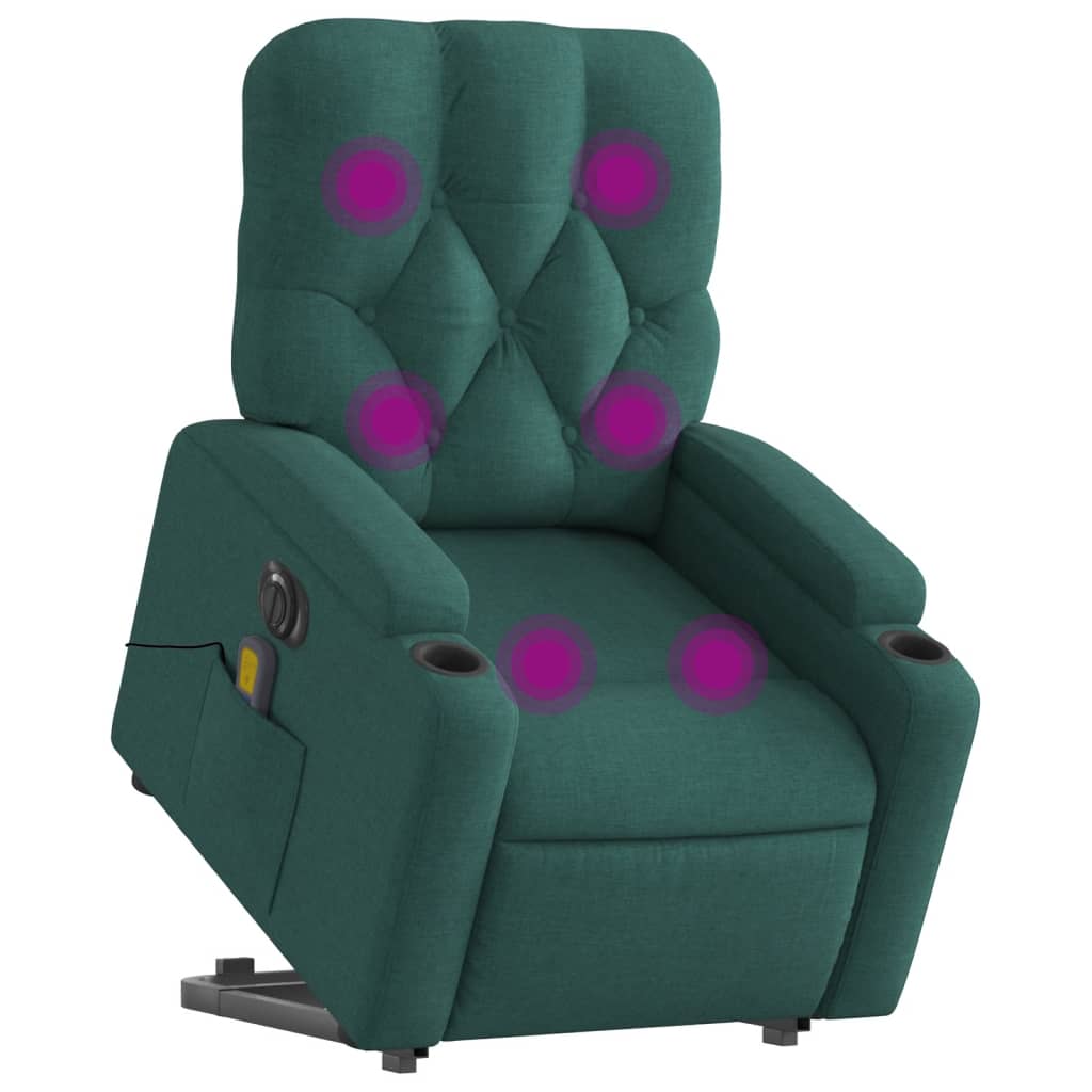Fauteuil inclinable de massage électrique Vert foncé Tissu - XIOS