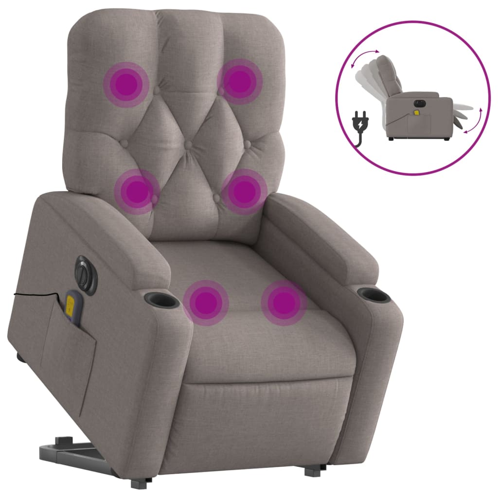 Fauteuil inclinable de massage électrique Taupe Tissu Fauteuils vidaXL   