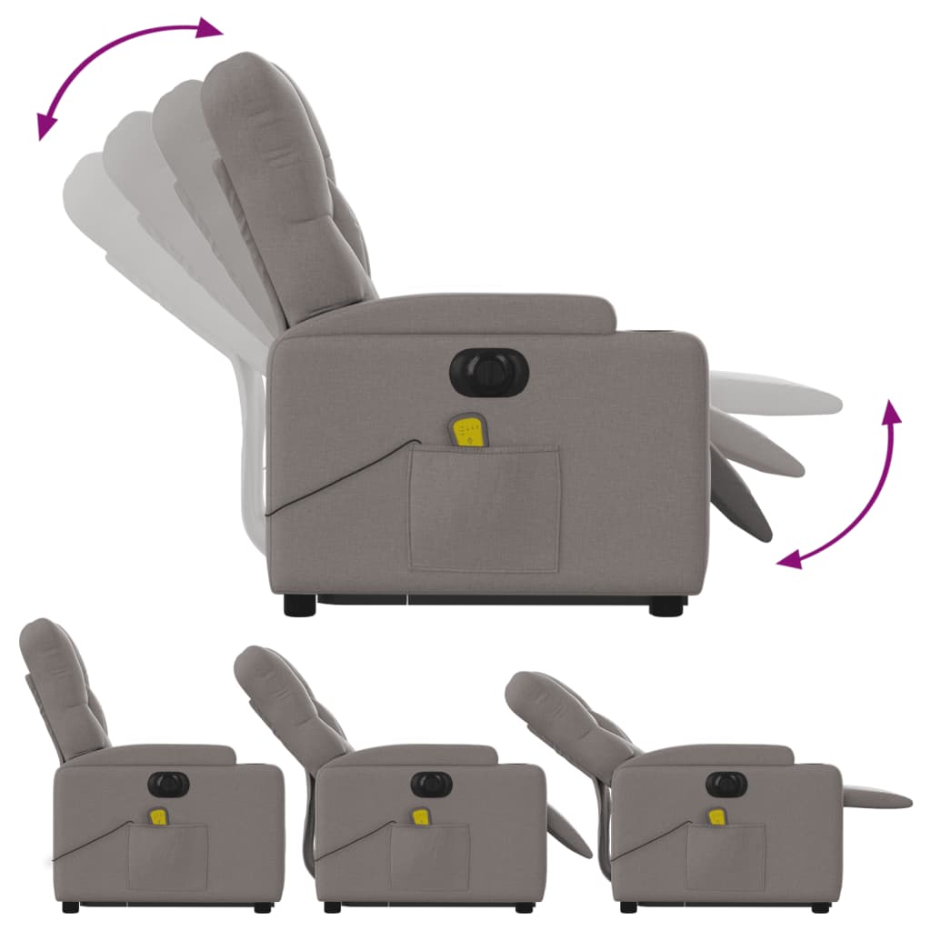 Fauteuil inclinable de massage électrique Taupe Tissu - XIOS
