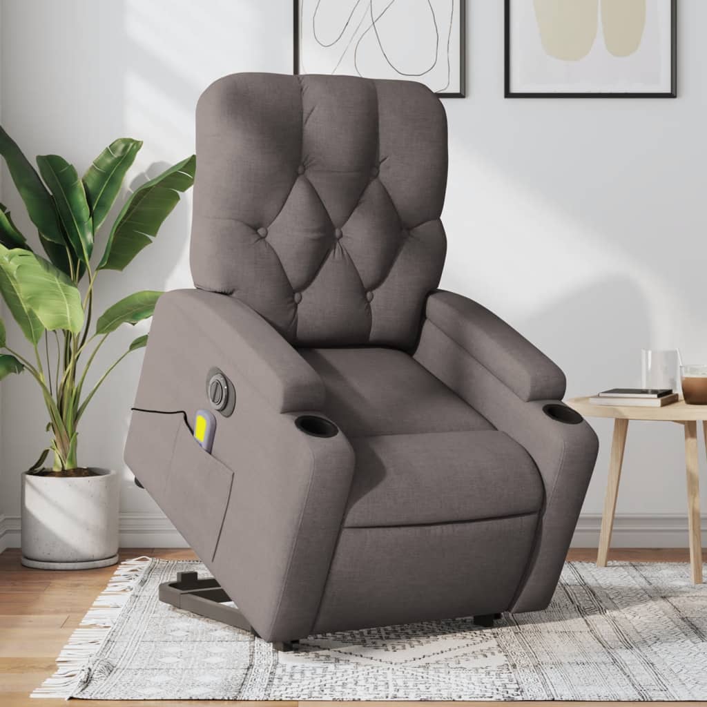 Fauteuil inclinable de massage électrique Taupe Tissu Fauteuils vidaXL   