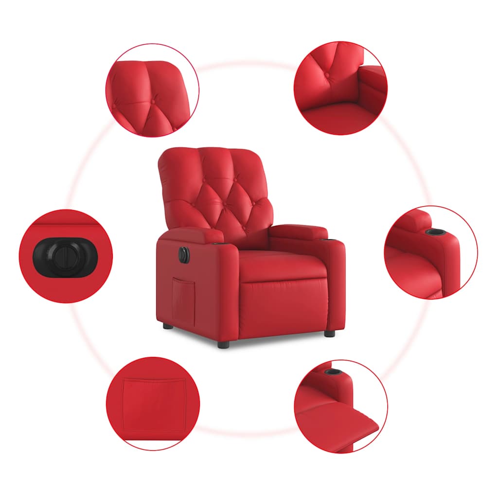 Fauteuil inclinable électrique Rouge Similicuir - XIOS