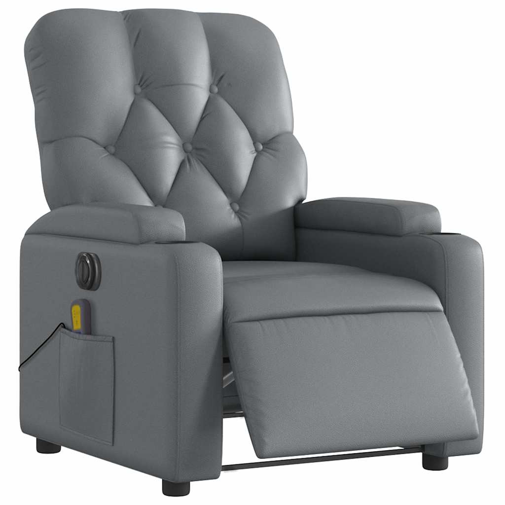 Fauteuil de massage inclinable électrique gris similicuir - XIOS