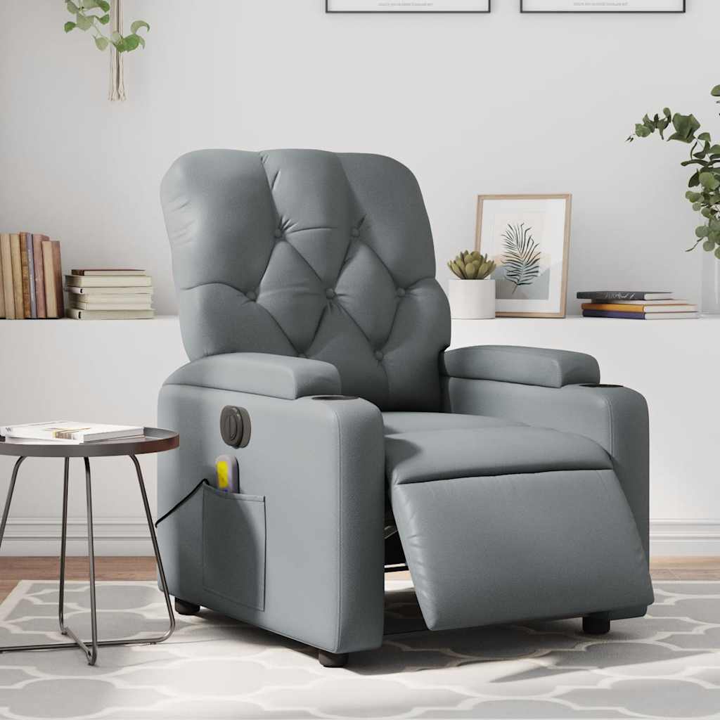 Fauteuil de massage inclinable électrique gris similicuir - XIOS