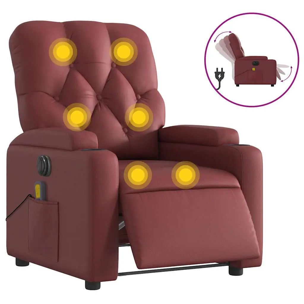 Fauteuil de massage inclinable électrique rouge bordeaux - XIOS