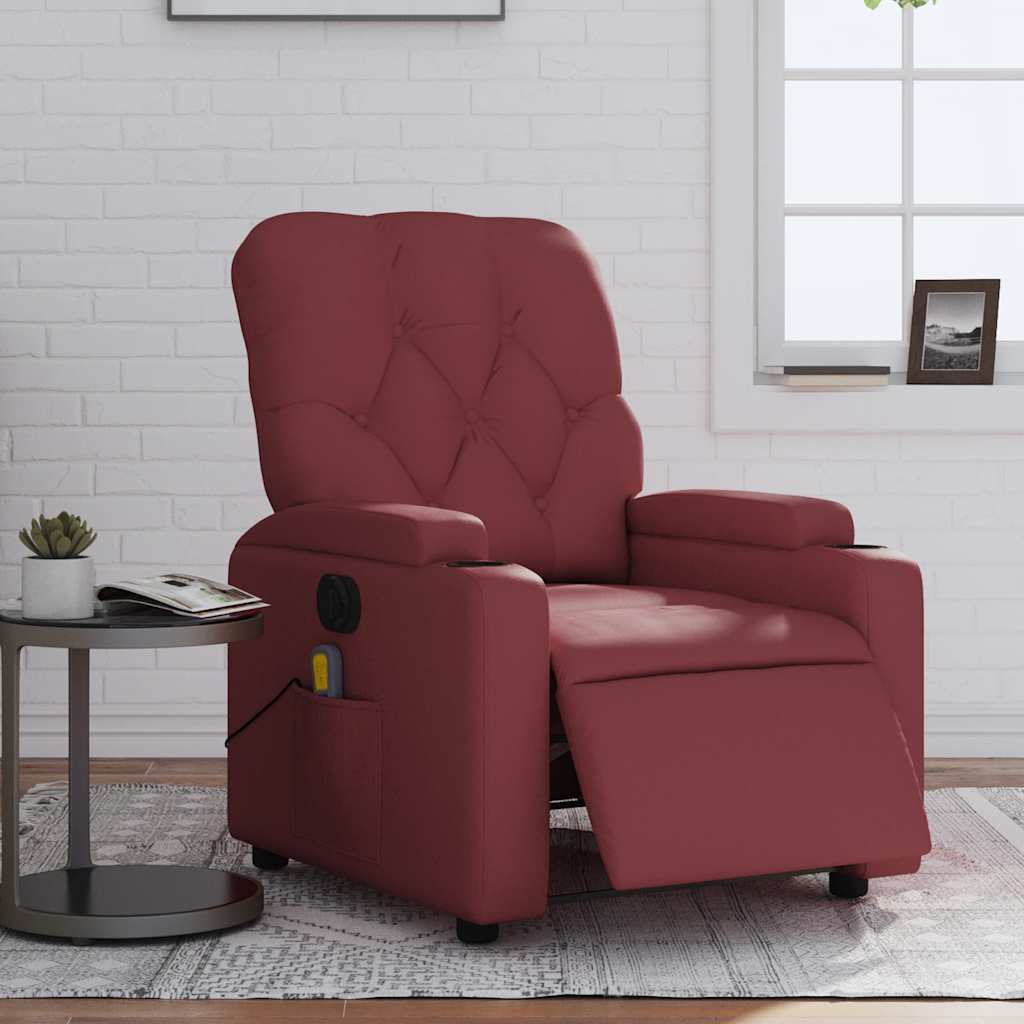 Fauteuil de massage inclinable électrique rouge bordeaux - XIOS