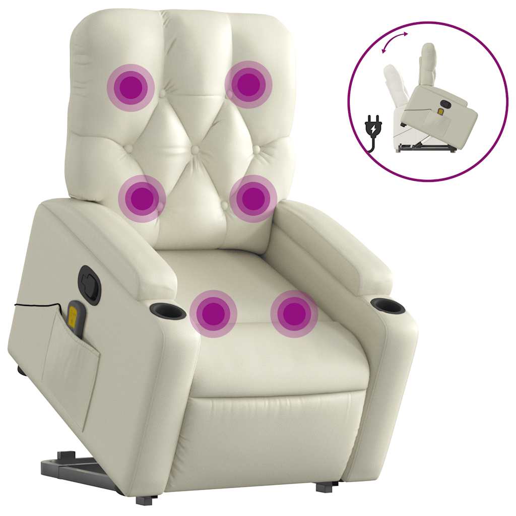 Fauteuil inclinable de massage Crème Similicuir Fauteuils vidaXL