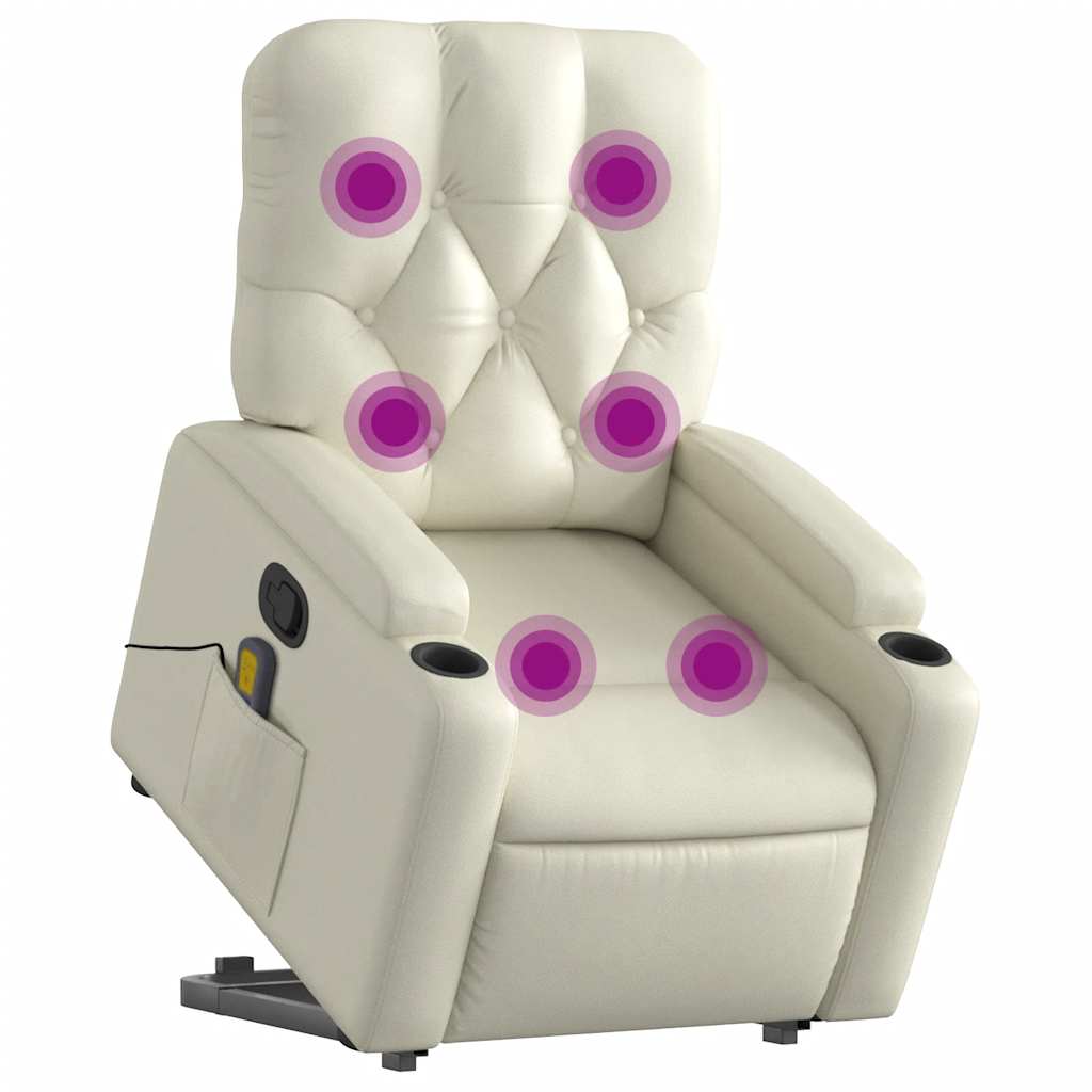 Fauteuil inclinable de massage Crème Similicuir Fauteuils vidaXL