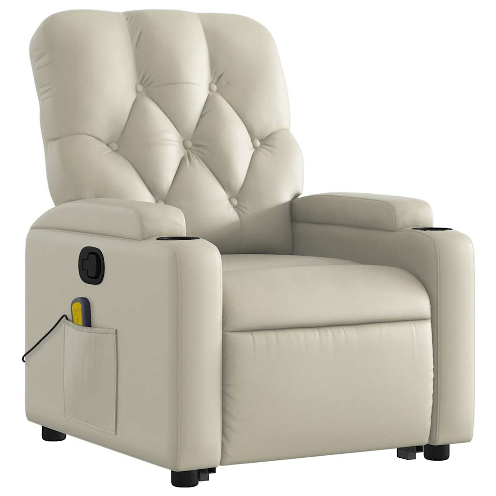 Fauteuil inclinable de massage Crème Similicuir Fauteuils vidaXL