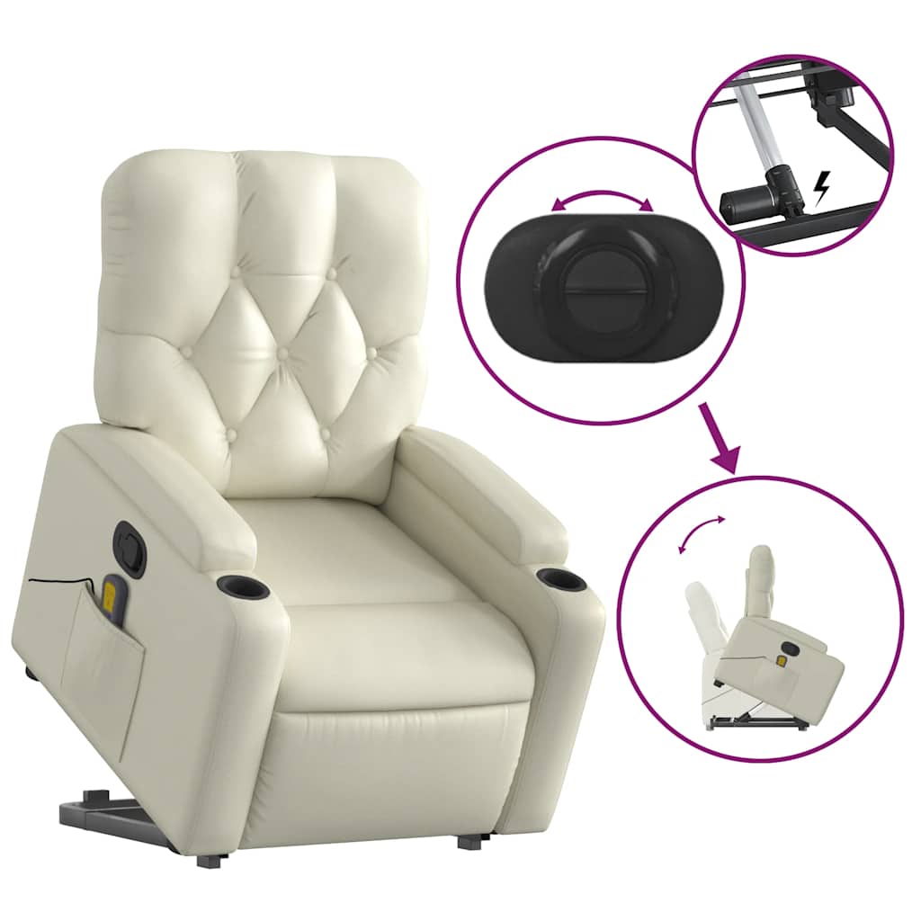 Fauteuil inclinable de massage Crème Similicuir Fauteuils vidaXL