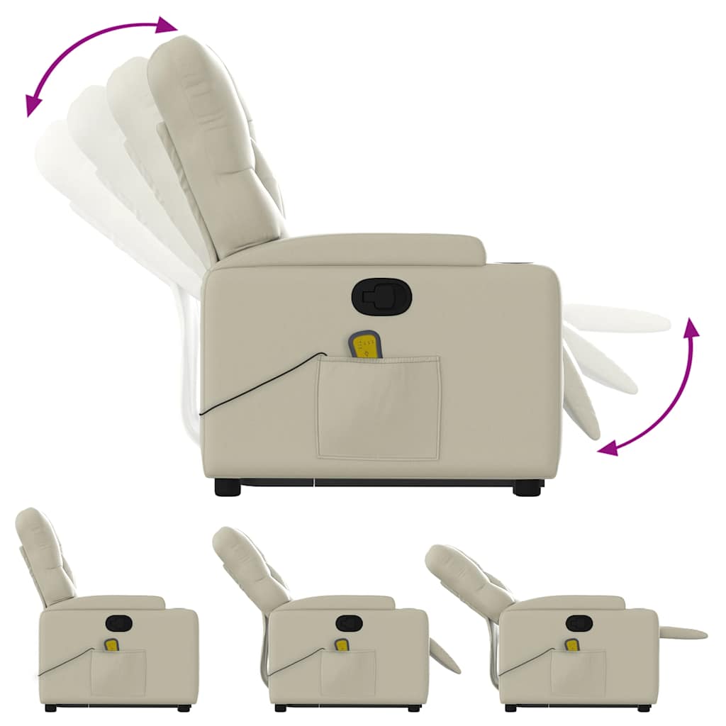 Fauteuil inclinable de massage Crème Similicuir Fauteuils vidaXL