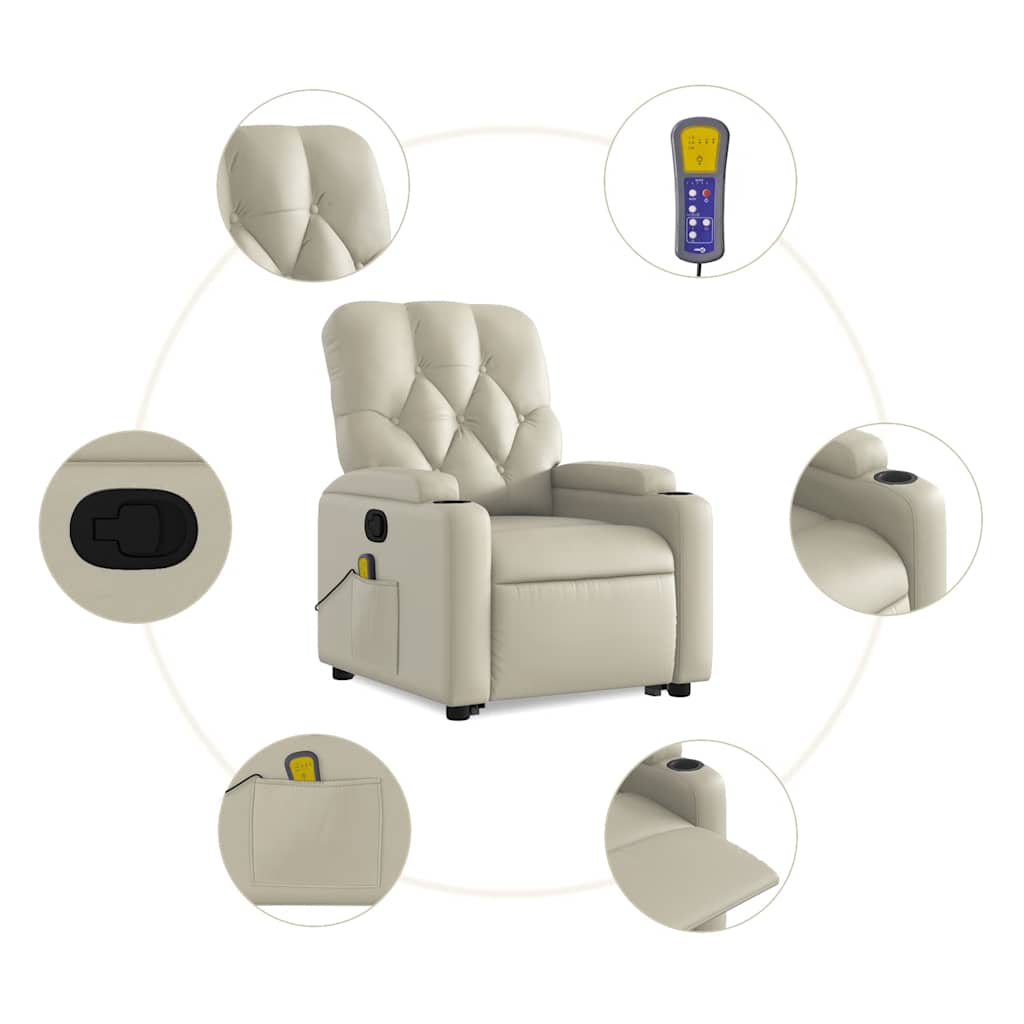 Fauteuil inclinable de massage Crème Similicuir Fauteuils vidaXL